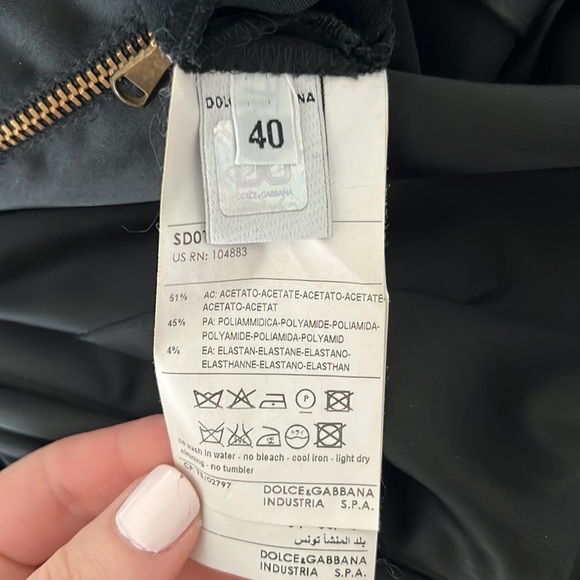 Dolce and Gabbana Beautiful Black Cocktail Satin Midi Dress, size 40 - Picture 9 of 12